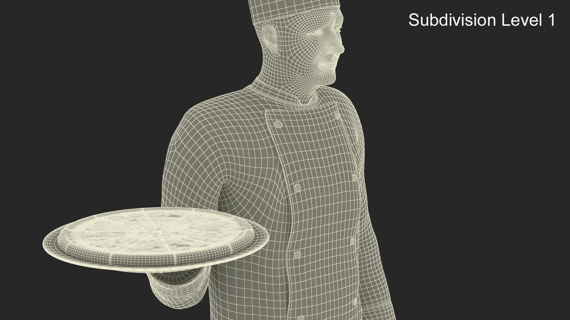 3D model Chef with Pizza