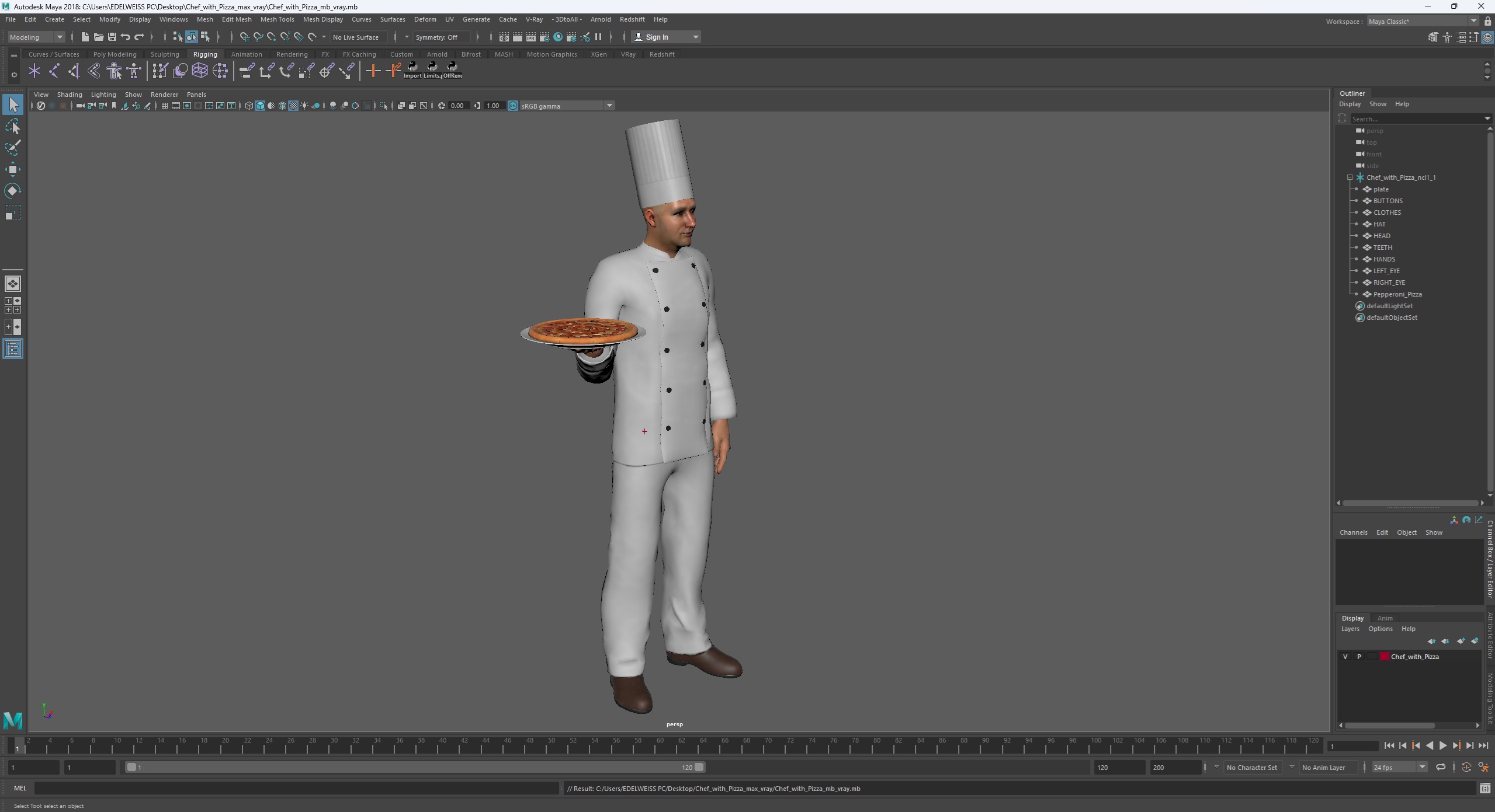 3D model Chef with Pizza