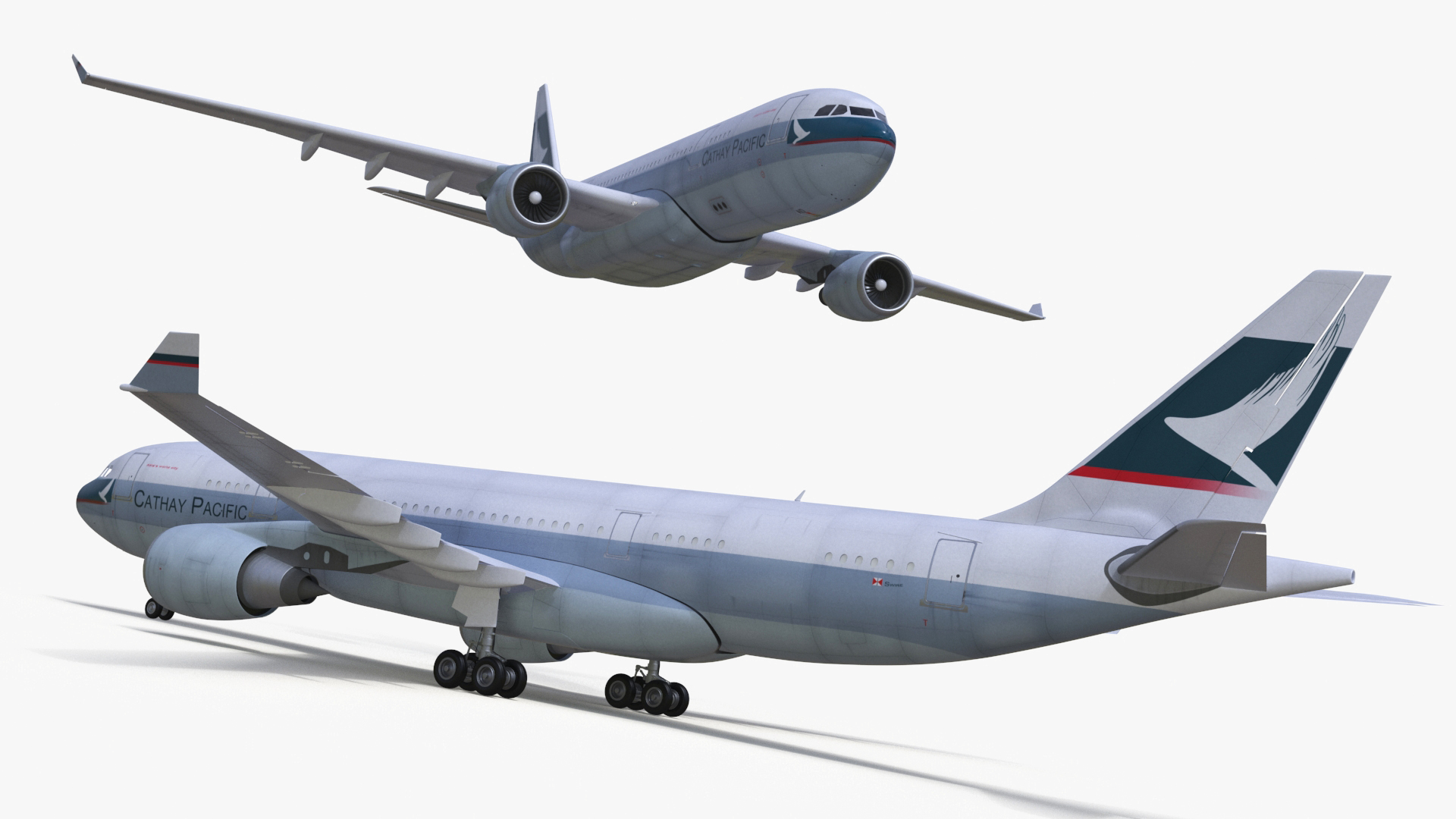 3D Cathay Pacific Airbus A330 Rigged model