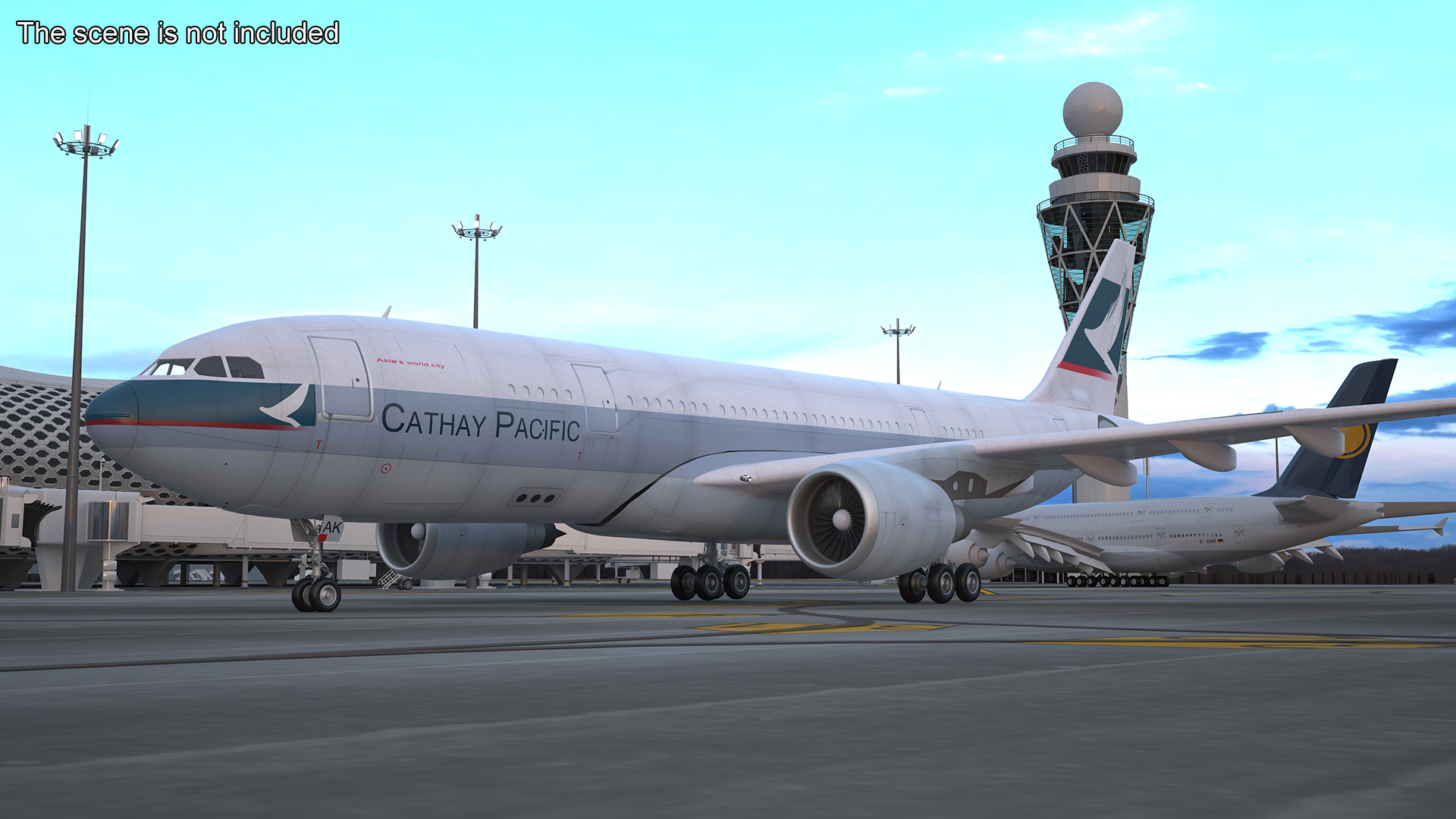 3D Cathay Pacific Airbus A330 Rigged model