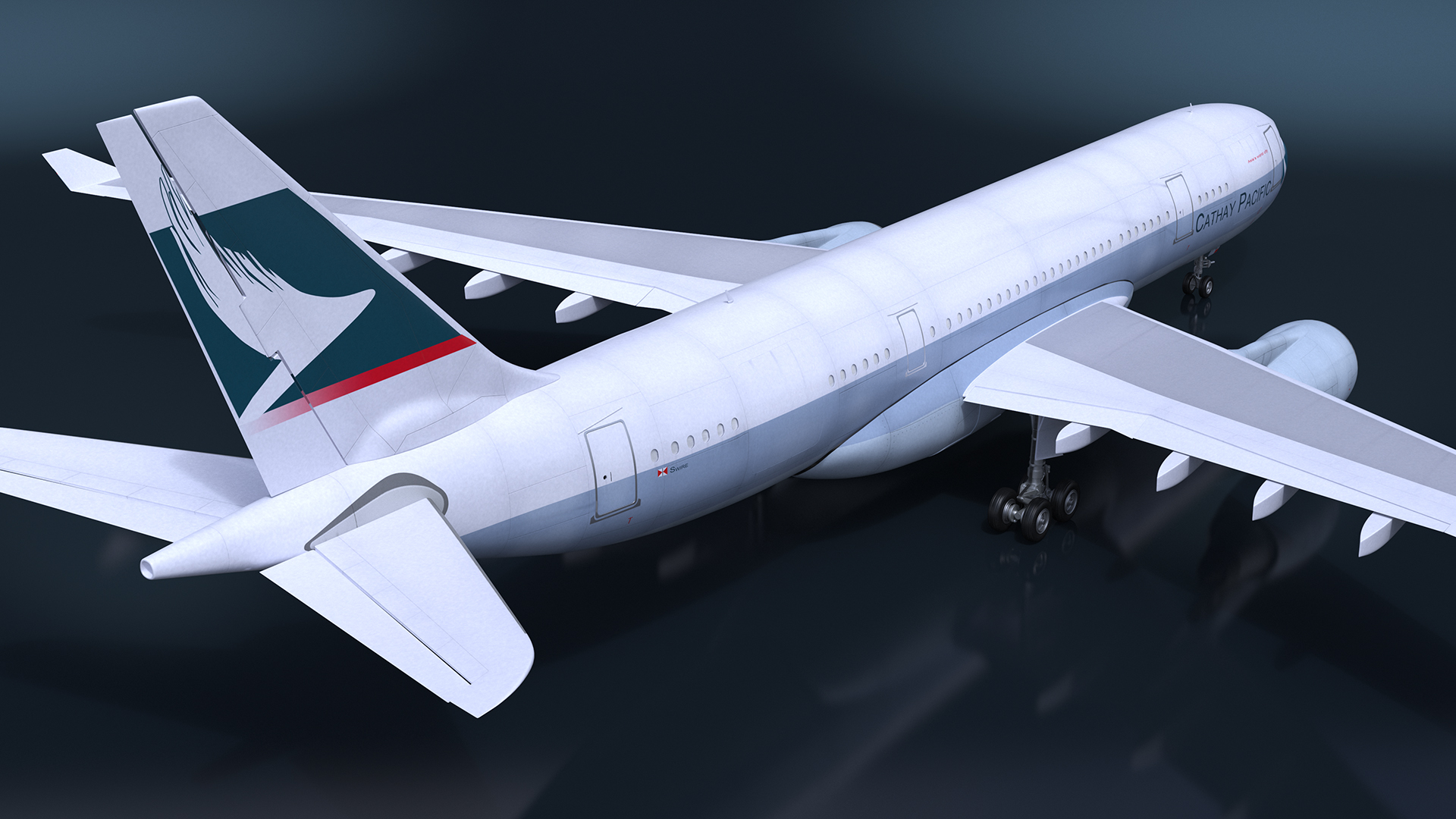 3D Cathay Pacific Airbus A330 Rigged model