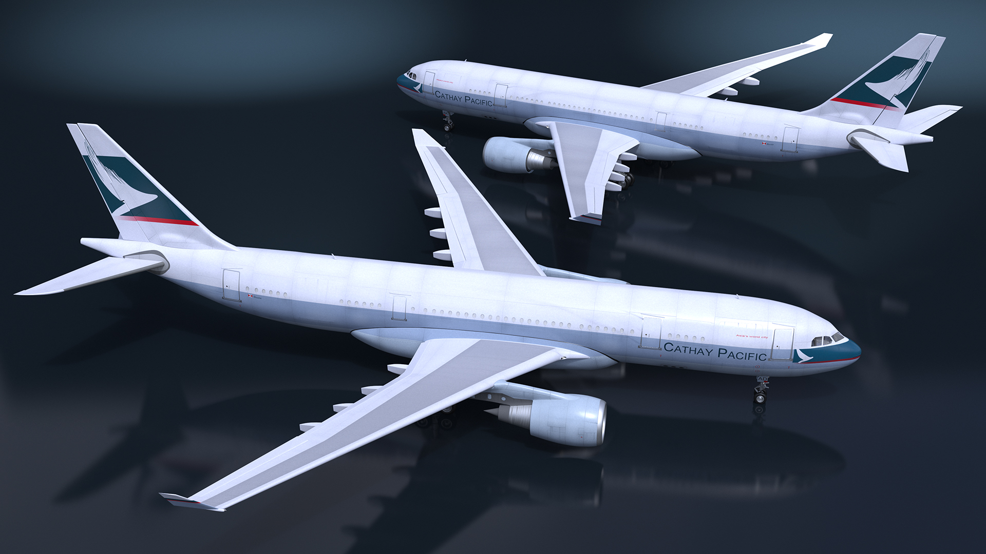 3D Cathay Pacific Airbus A330 Rigged model