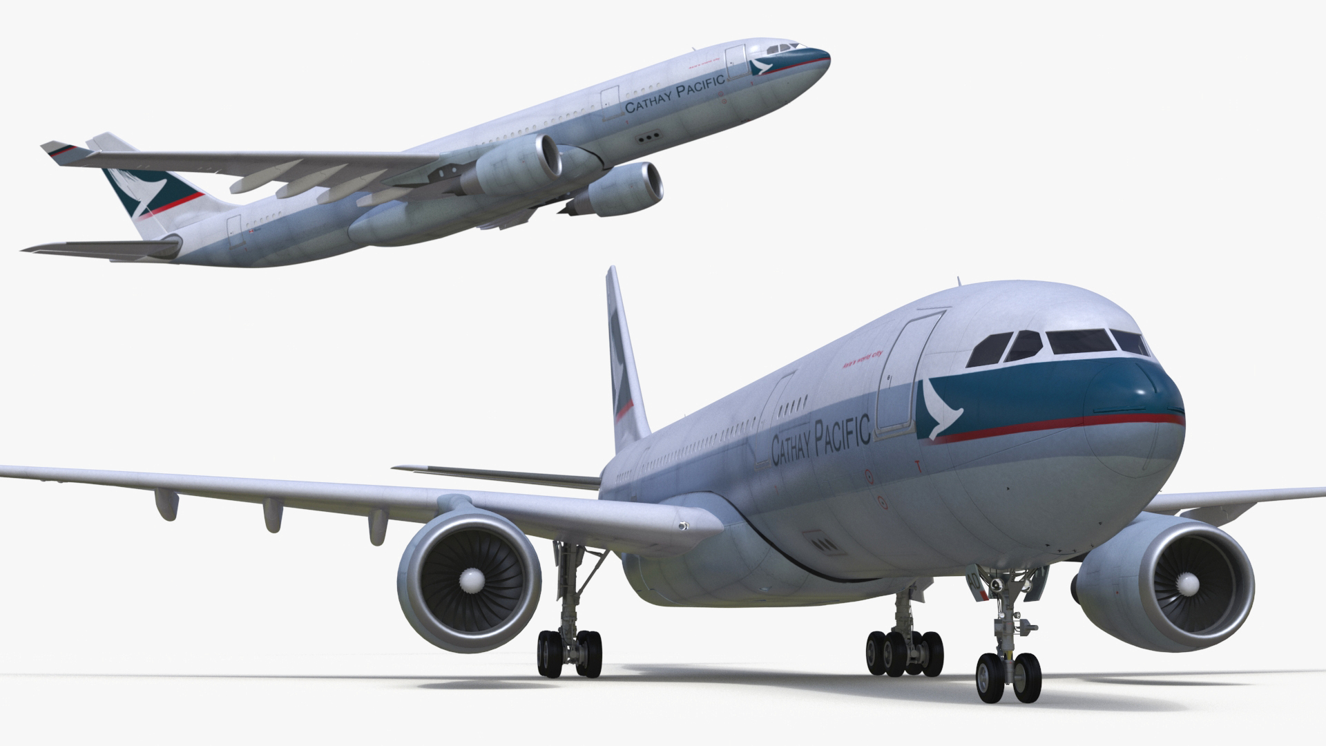 3D Cathay Pacific Airbus A330 Rigged model