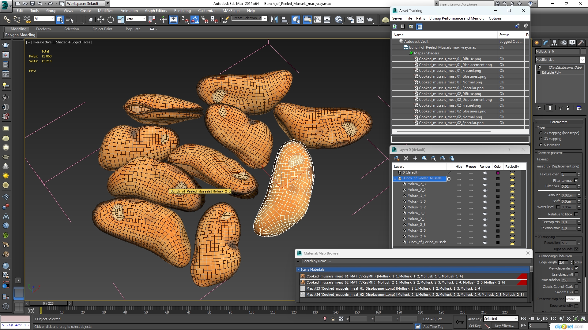 3D Bunch of Peeled Mussels model