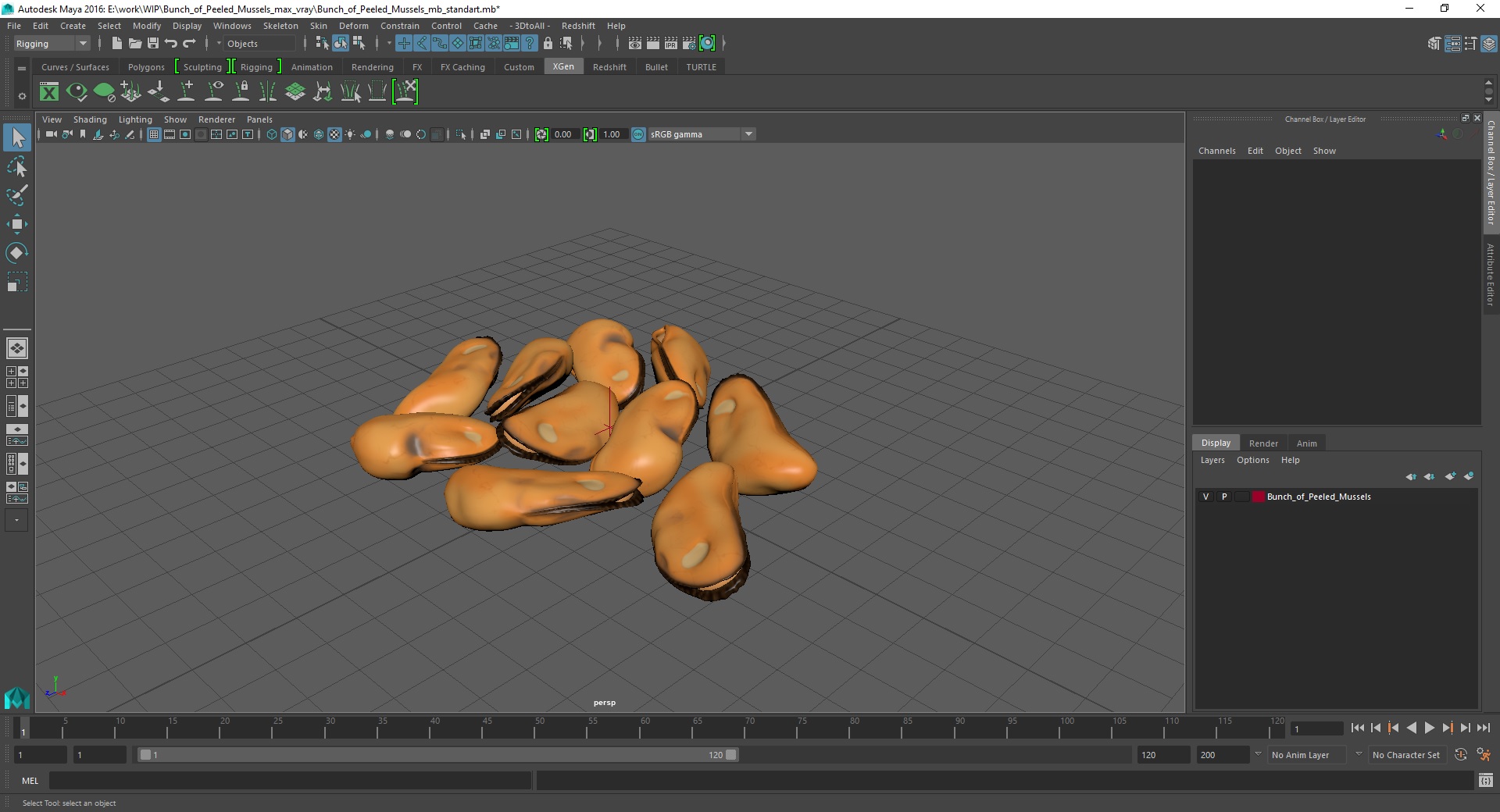 3D Bunch of Peeled Mussels model