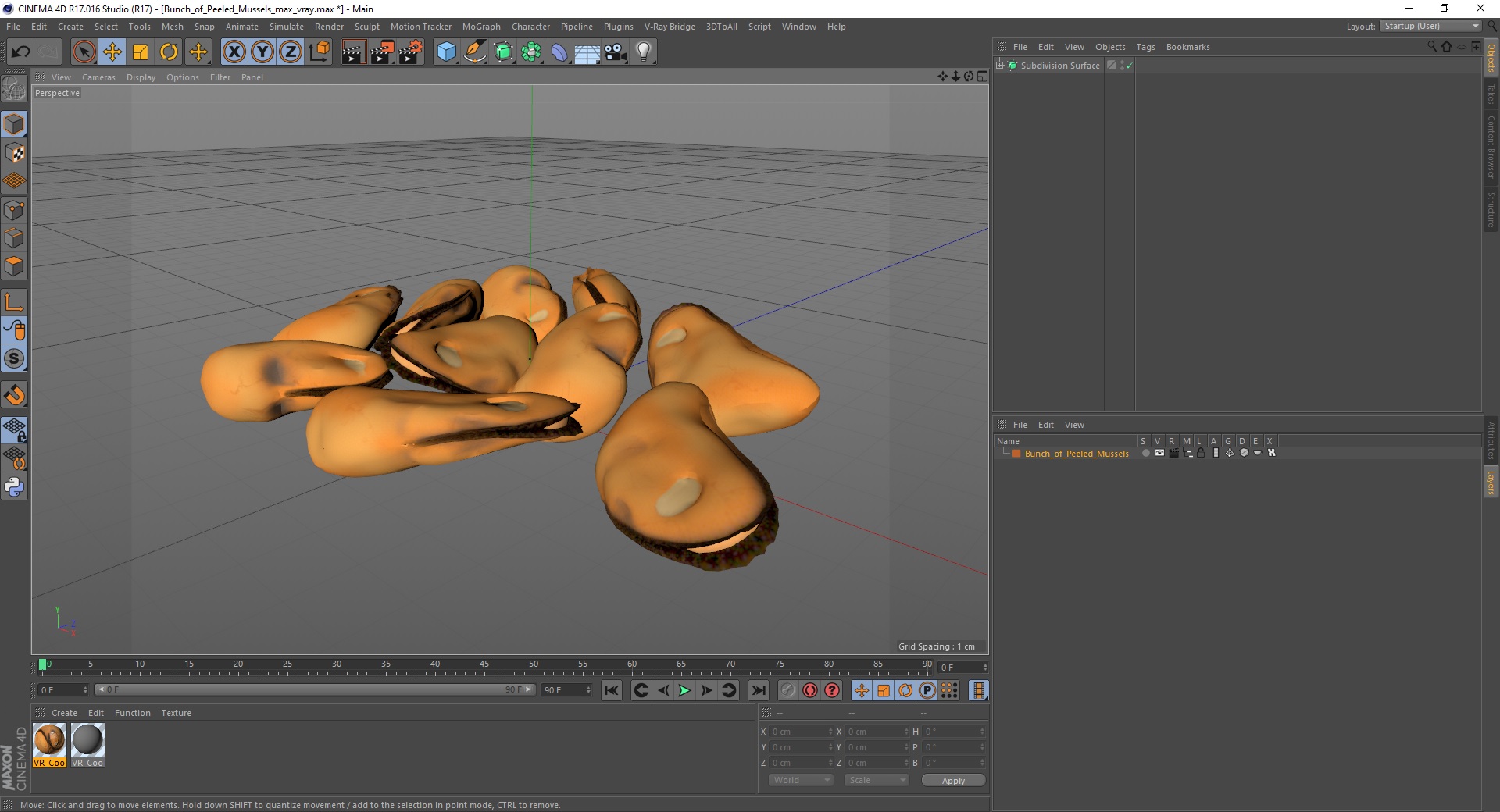 3D Bunch of Peeled Mussels model