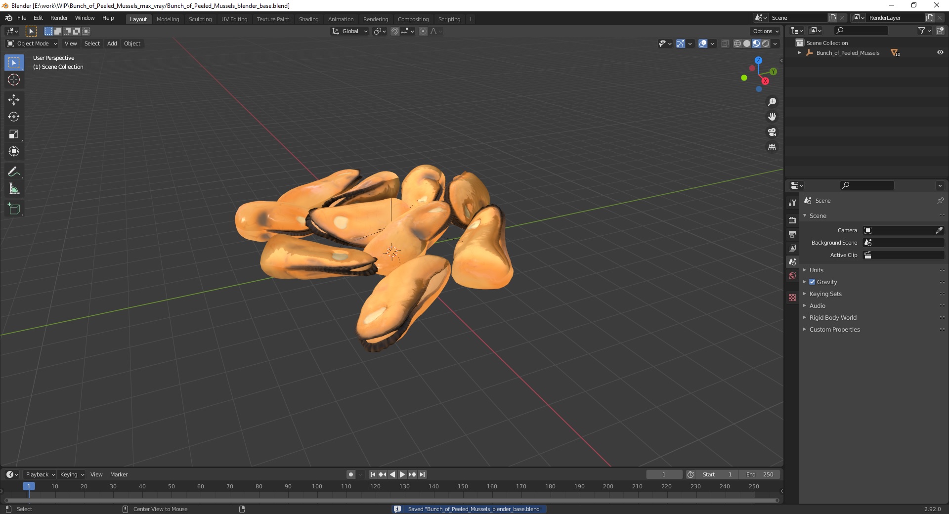 3D Bunch of Peeled Mussels model