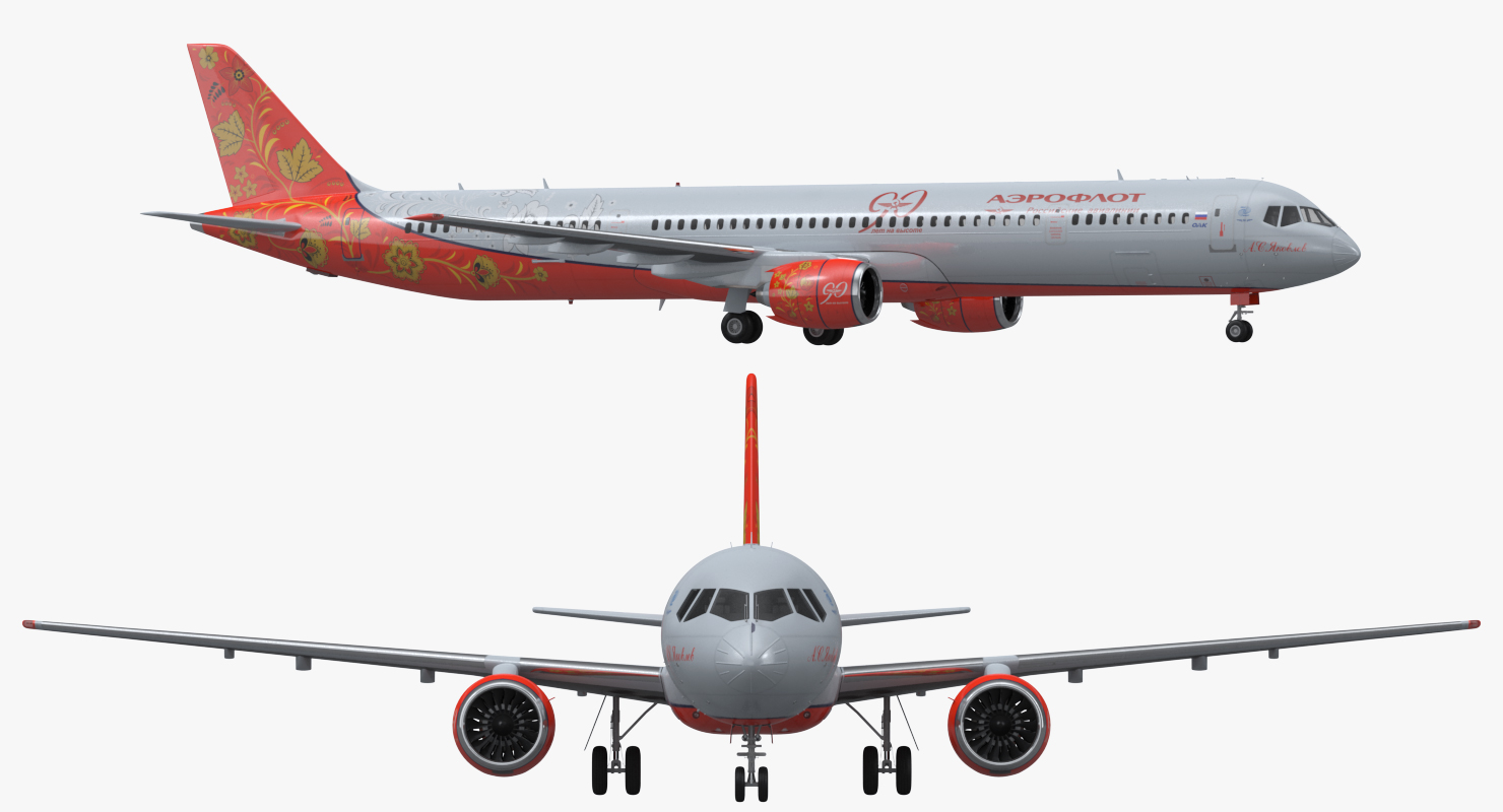 3D MC 21 Aeroflot Twinjet Airliner Rigged model