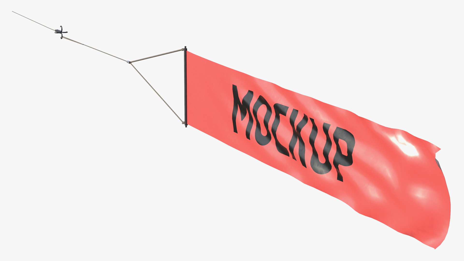 3D model Red Small Aerial Banner Mockup