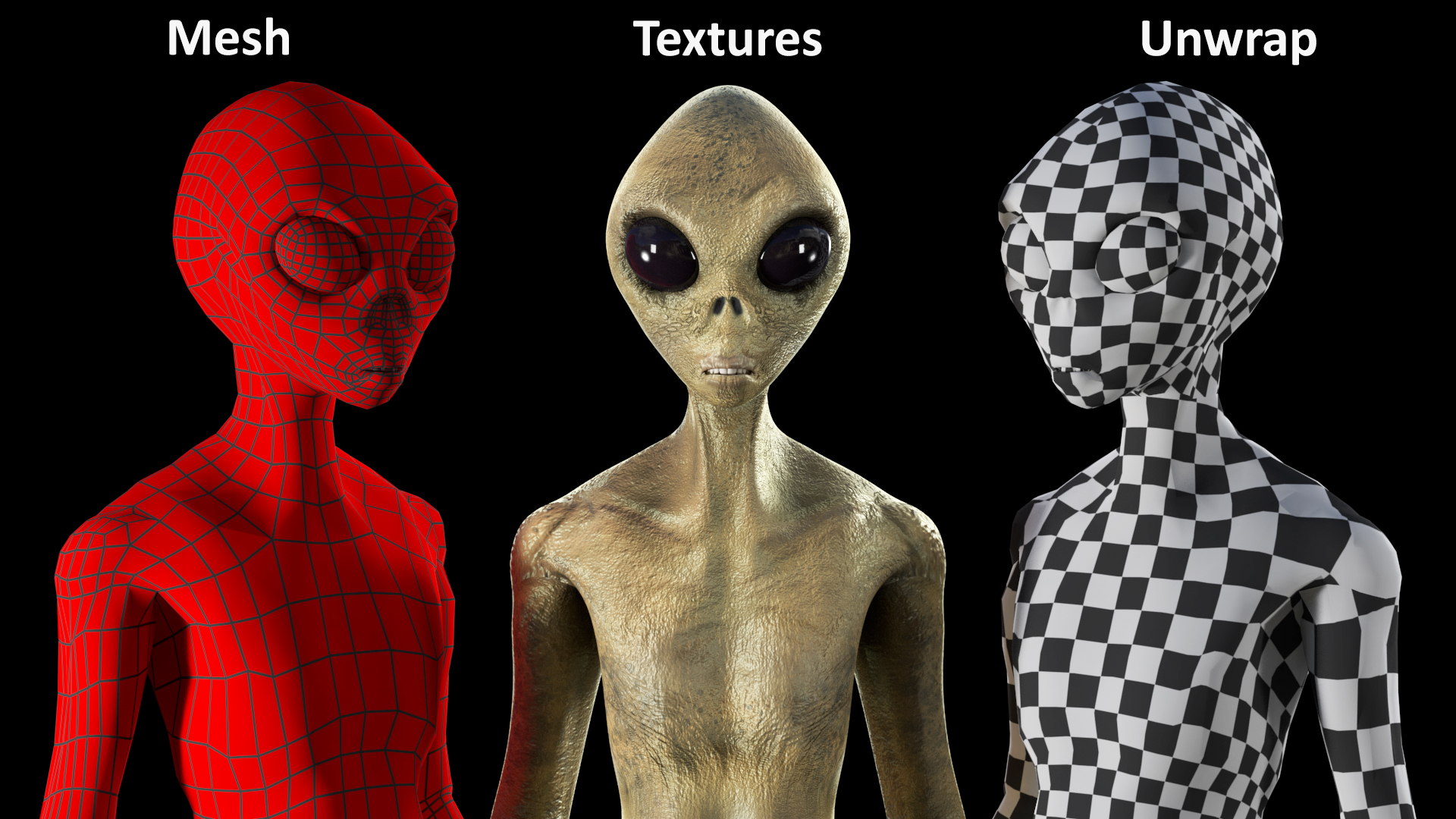 3D Standing Humanoid Alien model