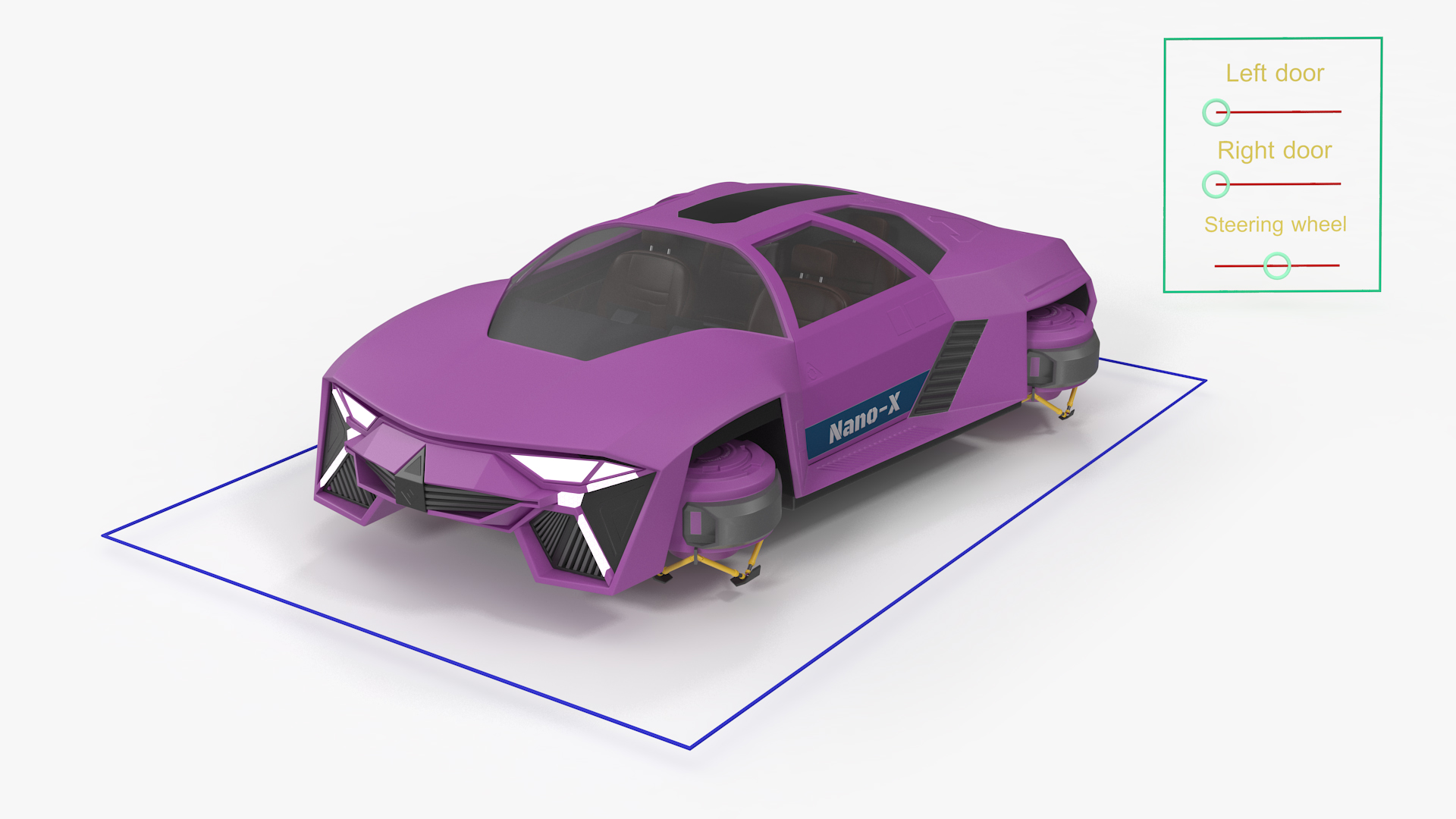 3D model Futuristic Flying Car Purple Rigged