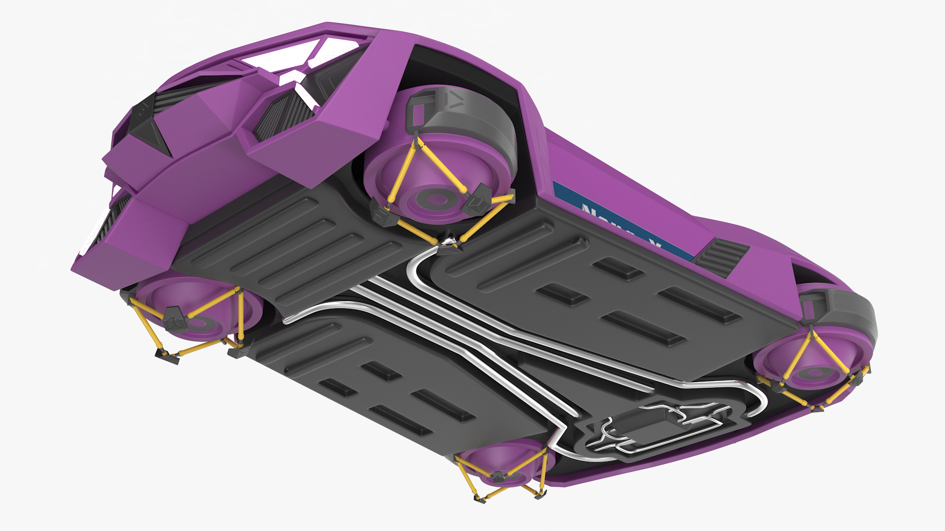 3D model Futuristic Flying Car Purple Rigged