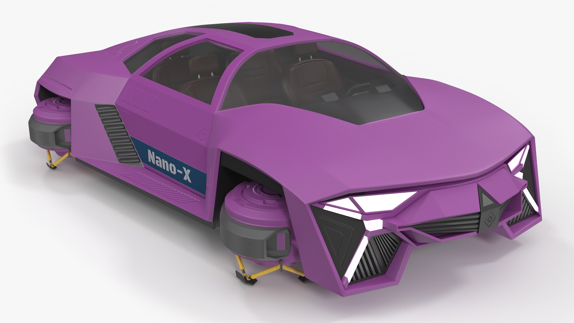 3D model Futuristic Flying Car Purple Rigged