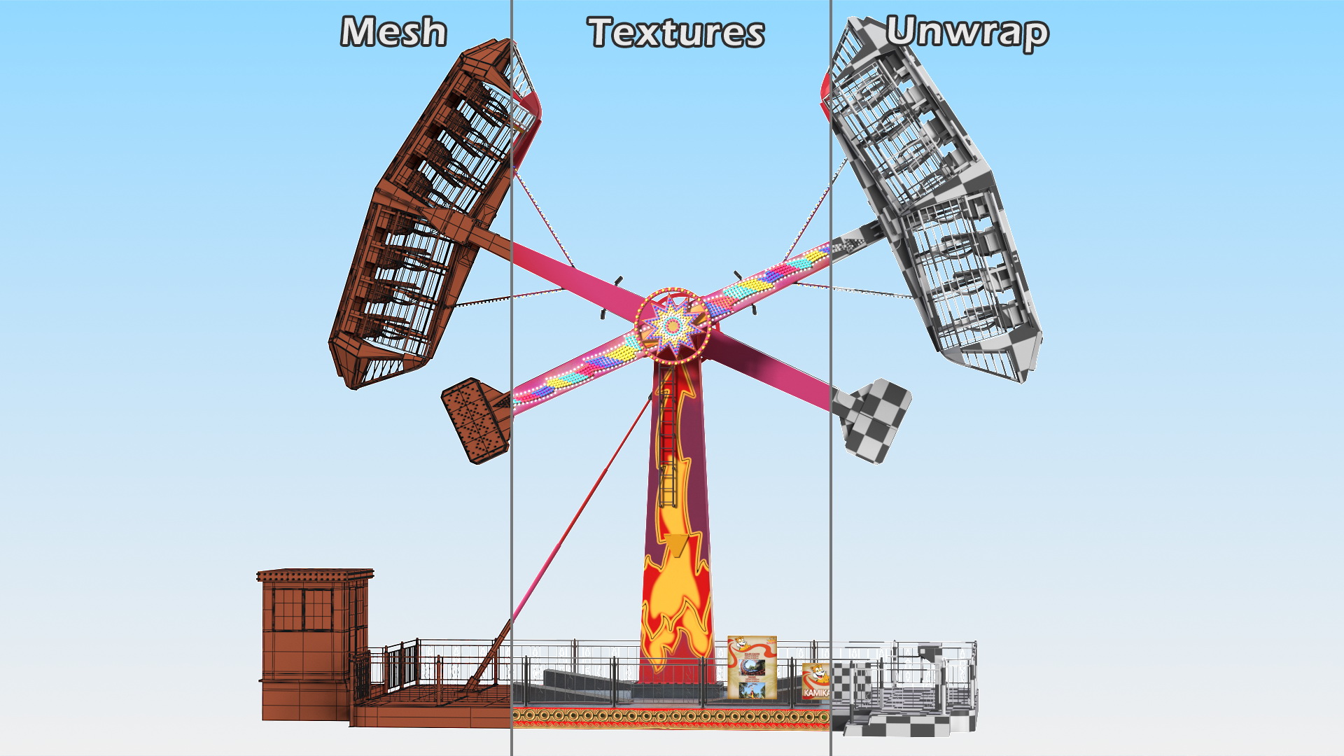 3D Kamikaze Ranger Ride Attraction Working Position model