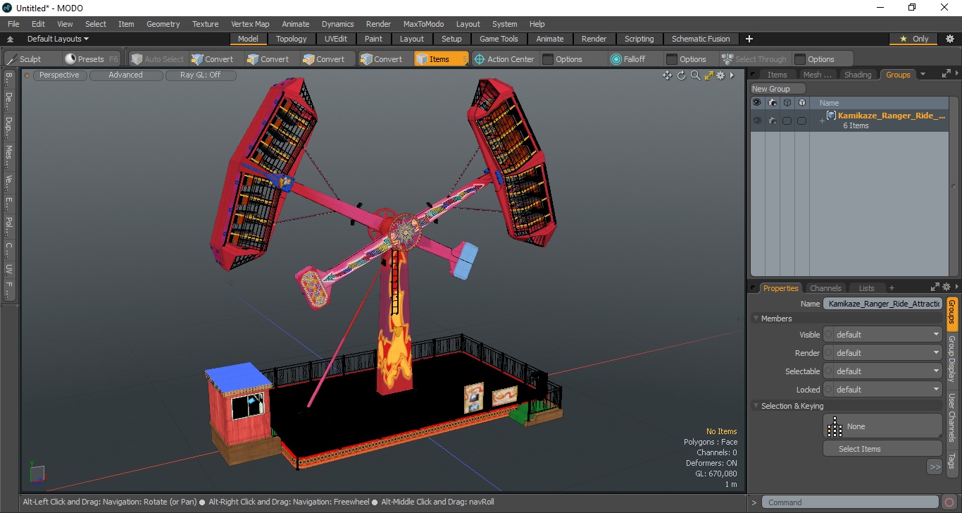 3D Kamikaze Ranger Ride Attraction Working Position model