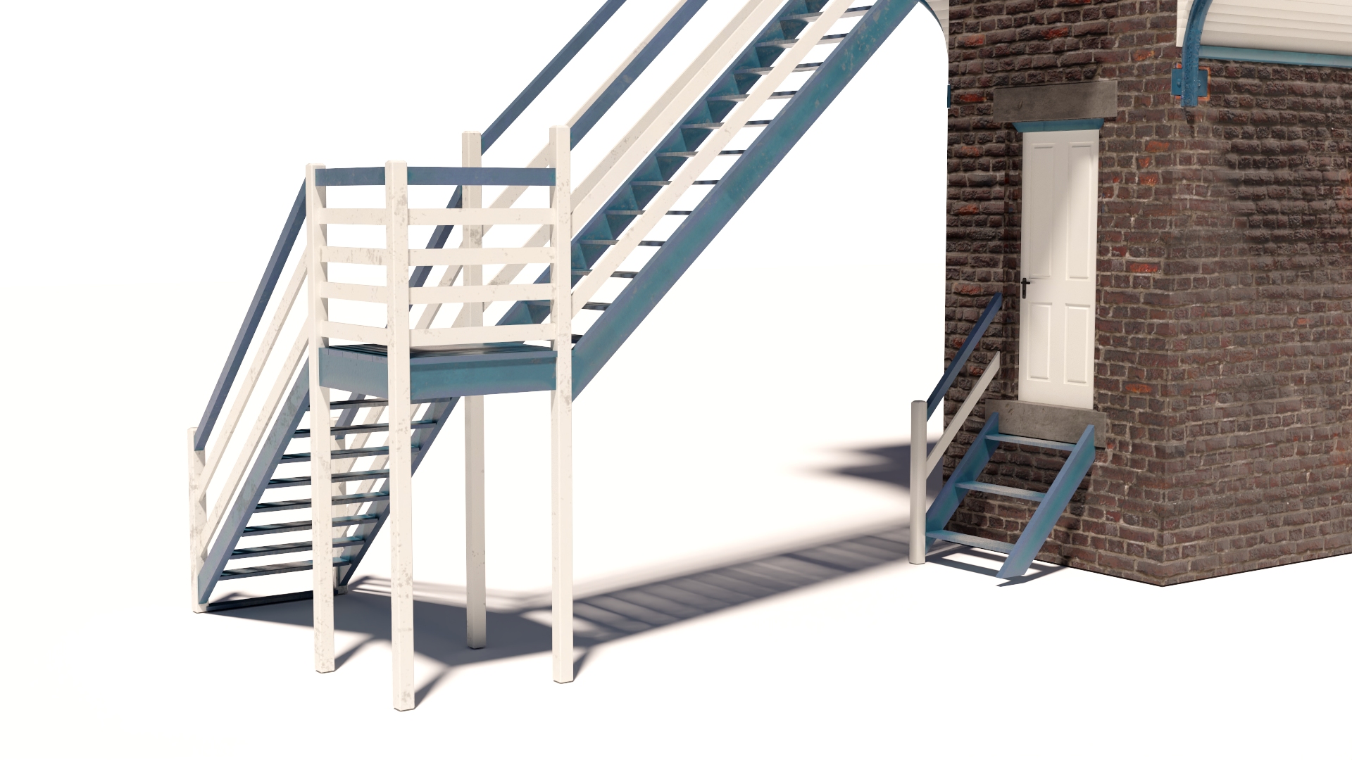 Train Signal Box with Direct Railway Section 3D model