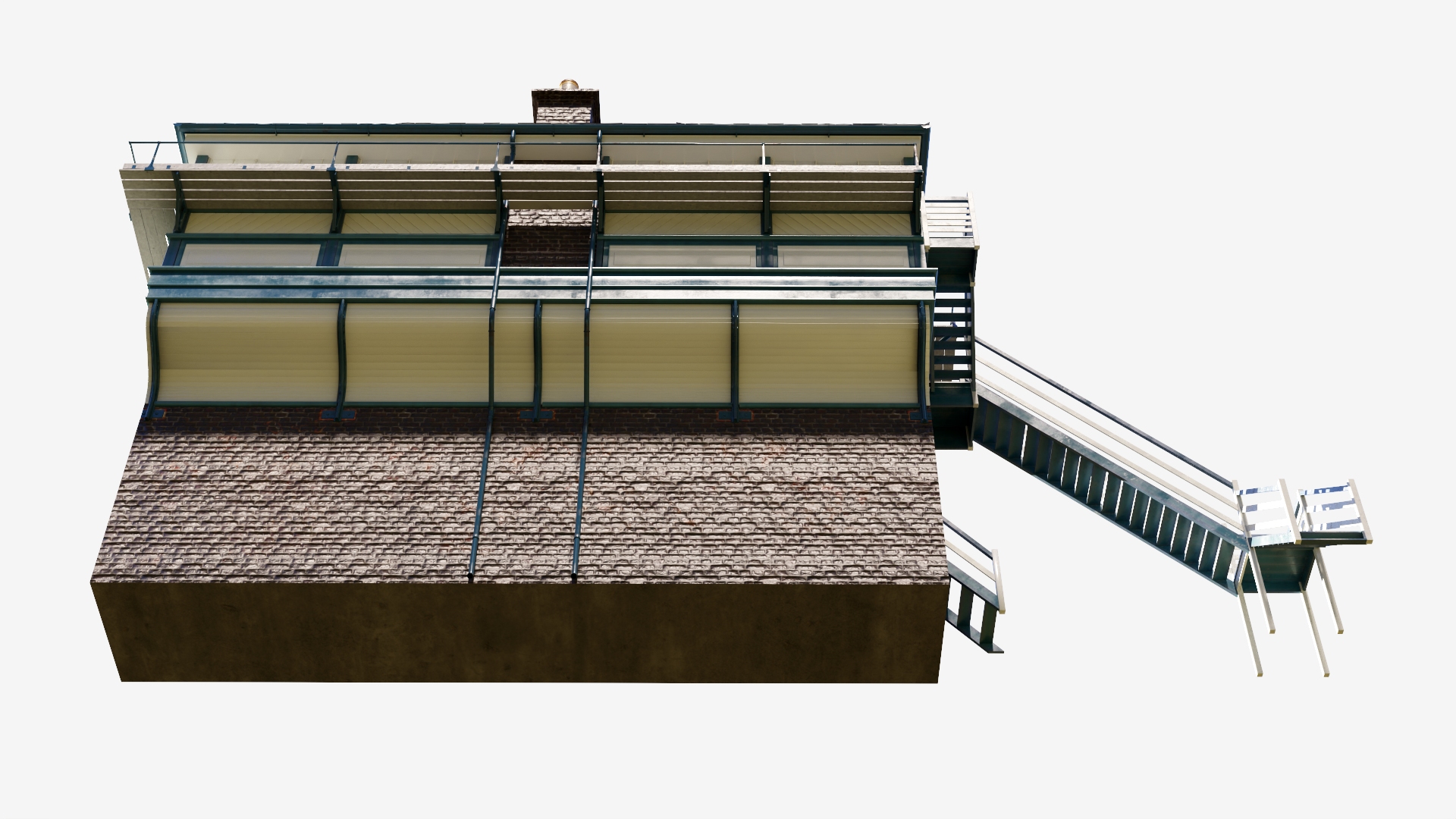 Train Signal Box with Direct Railway Section 3D model