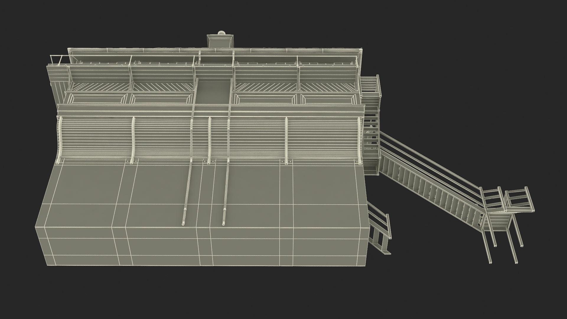 Train Signal Box with Direct Railway Section 3D model