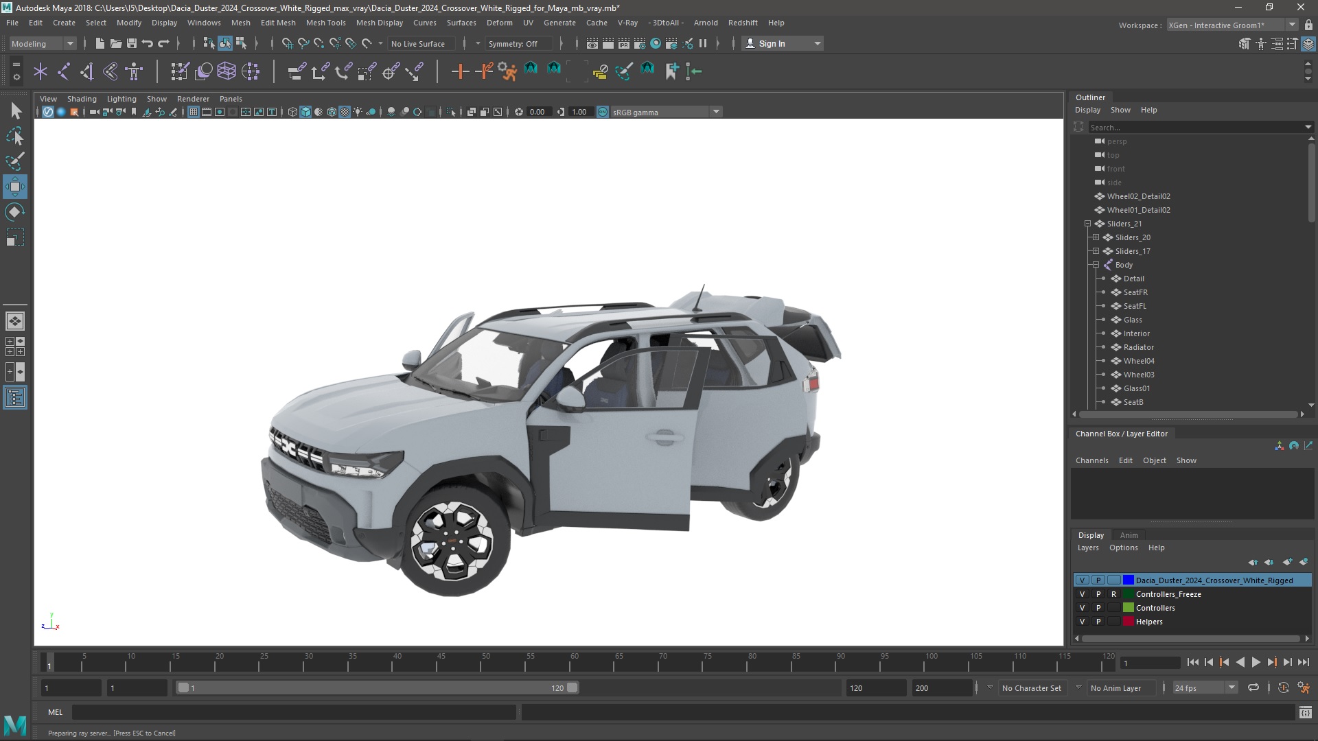 Dacia Duster 2024 Crossover White Rigged for Maya 3D model