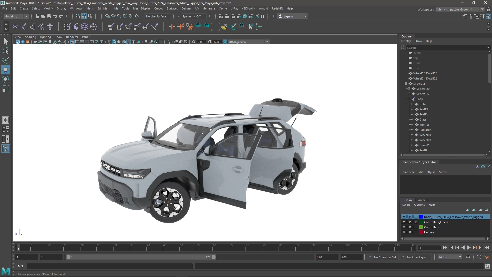 Dacia Duster 2024 Crossover White Rigged for Maya 3D model