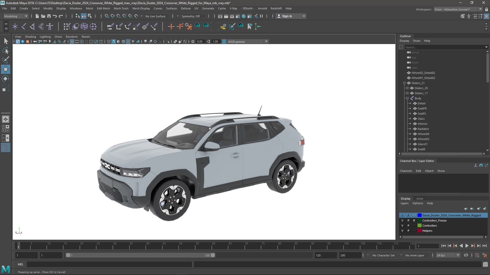 Dacia Duster 2024 Crossover White Rigged for Maya 3D model