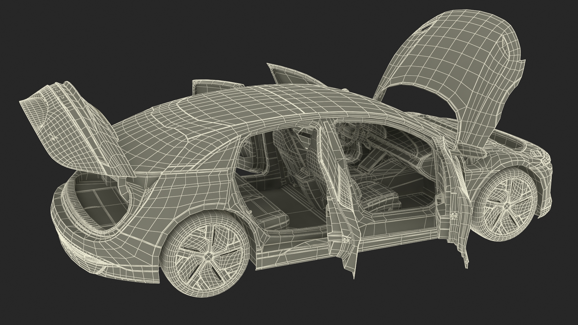 3D model Tesla KIA Xiaomi and Lucid Cars at Electric Charging Station