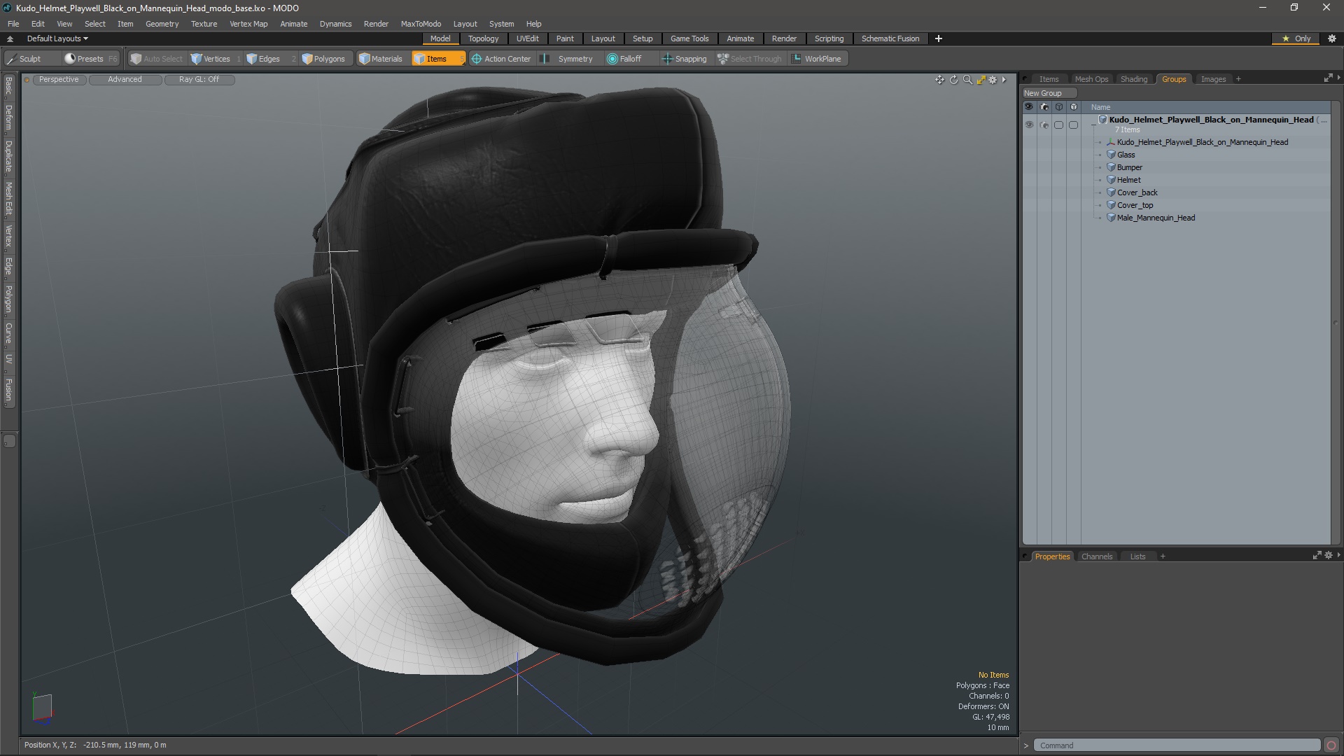 Kudo Helmet Playwell Black on Mannequin Head 3D model