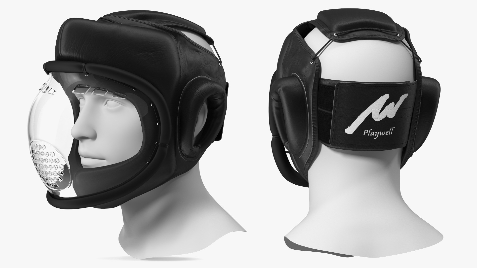 Kudo Helmet Playwell Black on Mannequin Head 3D model