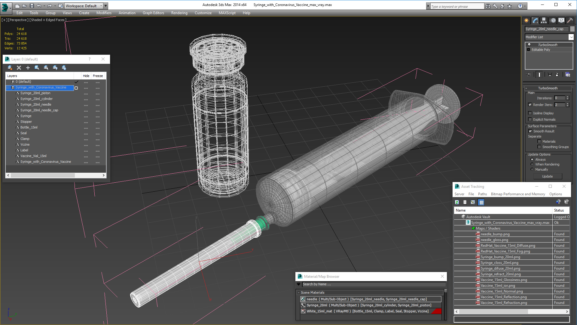 Syringe with Coronavirus Vaccine 3D