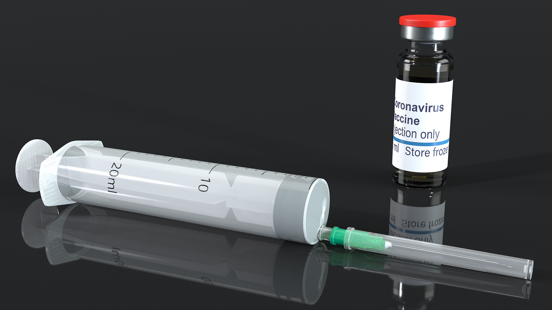 Syringe with Coronavirus Vaccine 3D