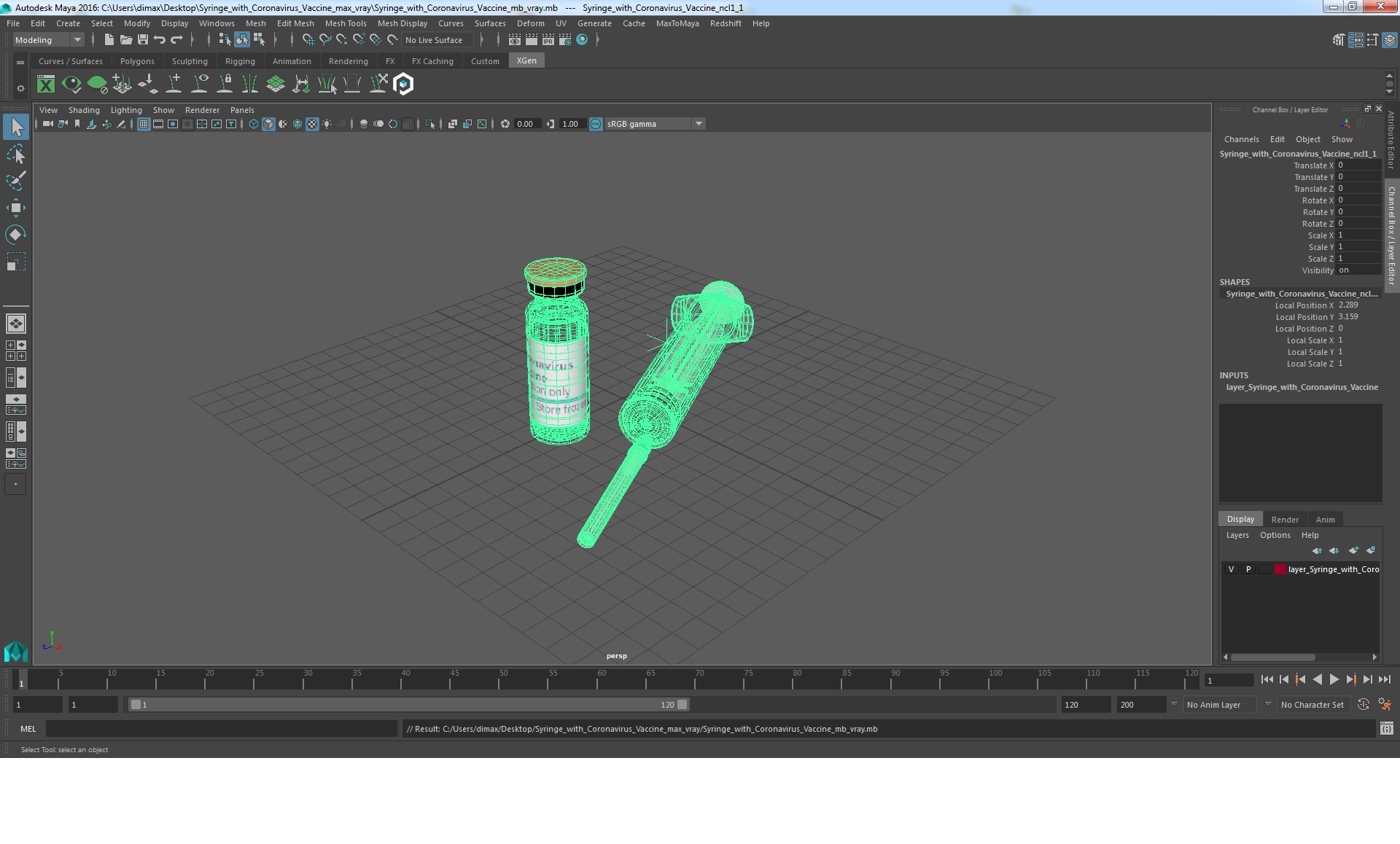 Syringe with Coronavirus Vaccine 3D