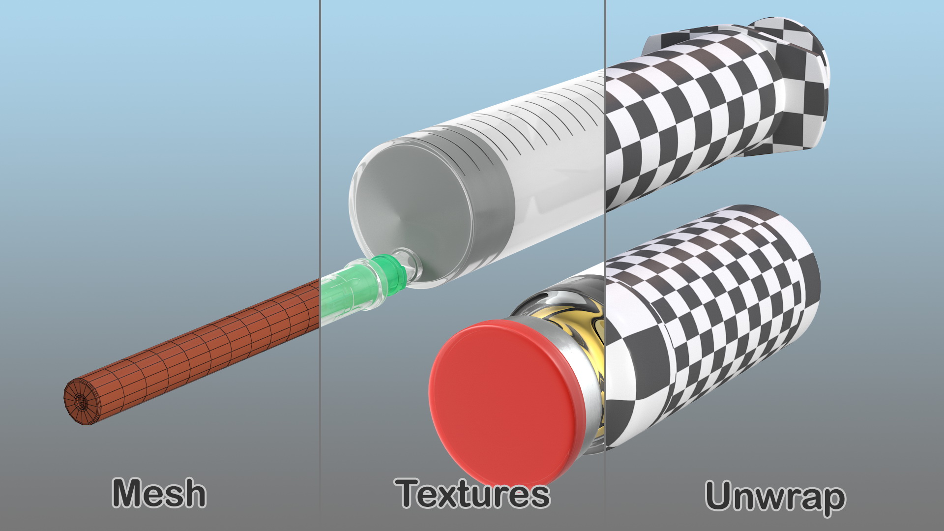 Syringe with Coronavirus Vaccine 3D