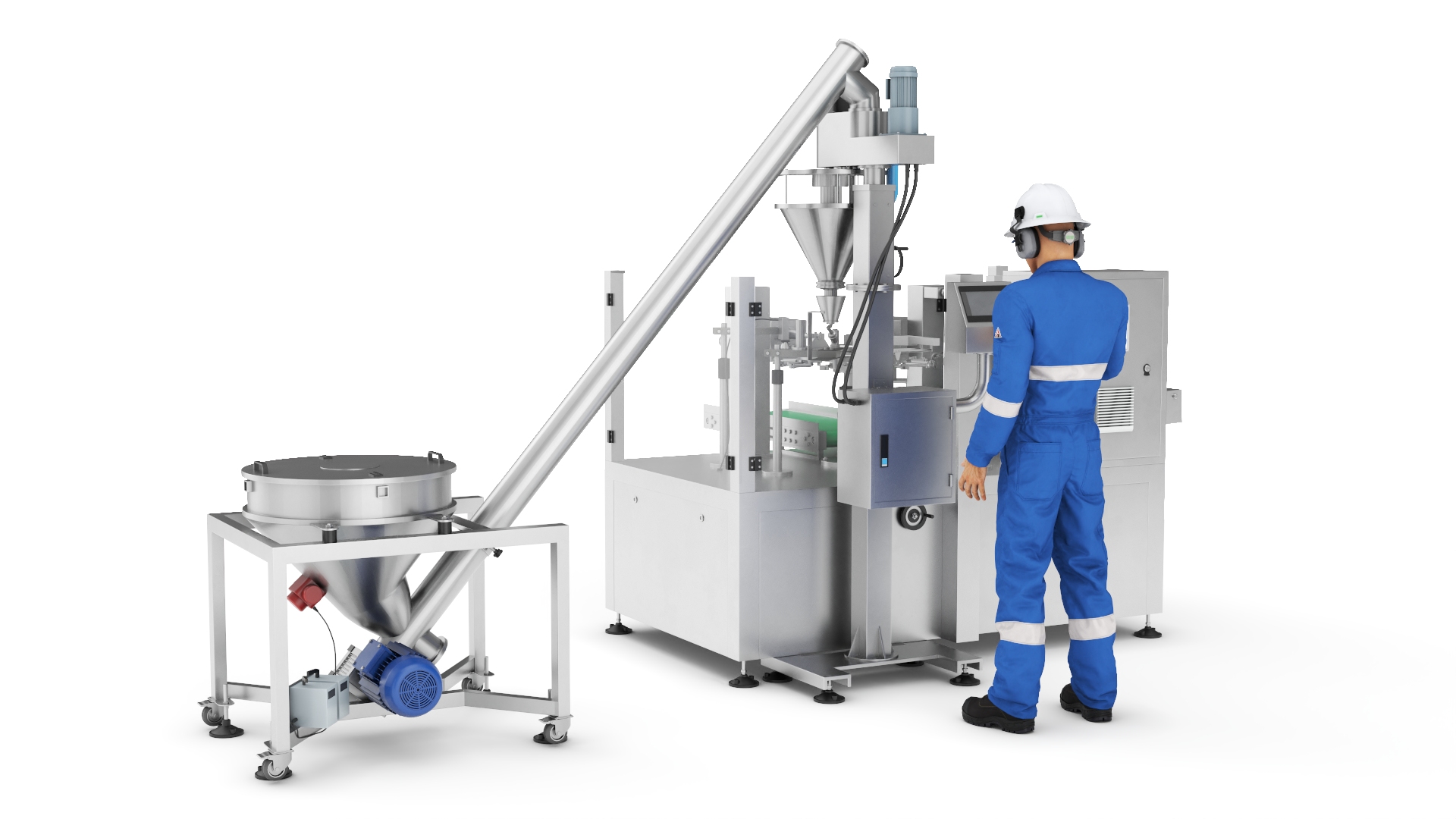 Bulk Product Packaging Machine Operation Worker 3D