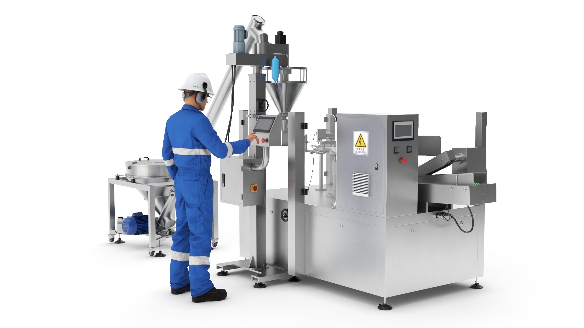 Bulk Product Packaging Machine Operation Worker 3D