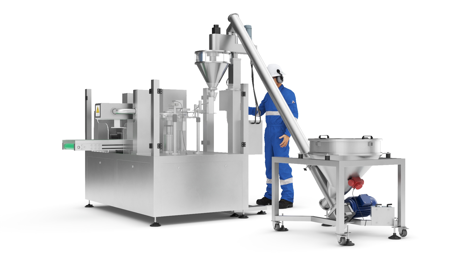 Bulk Product Packaging Machine Operation Worker 3D