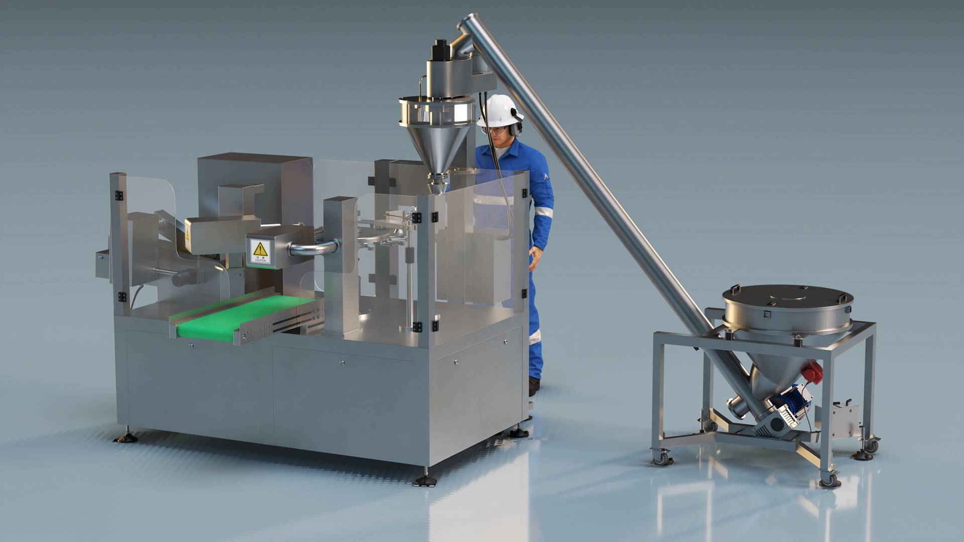 Bulk Product Packaging Machine Operation Worker 3D