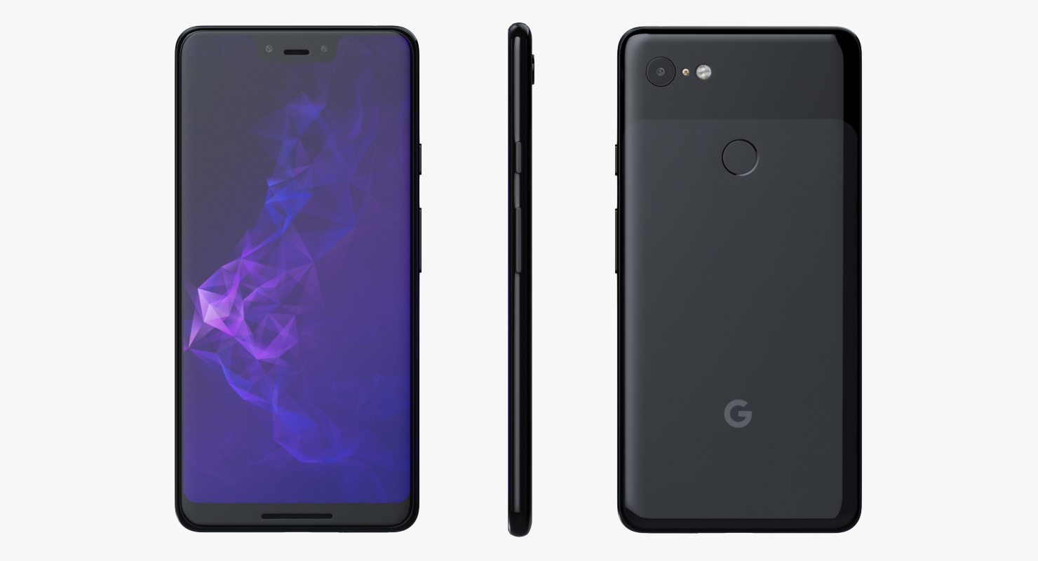 3D model Google Pixel 3 and Pixel 3XL Smartphone Black