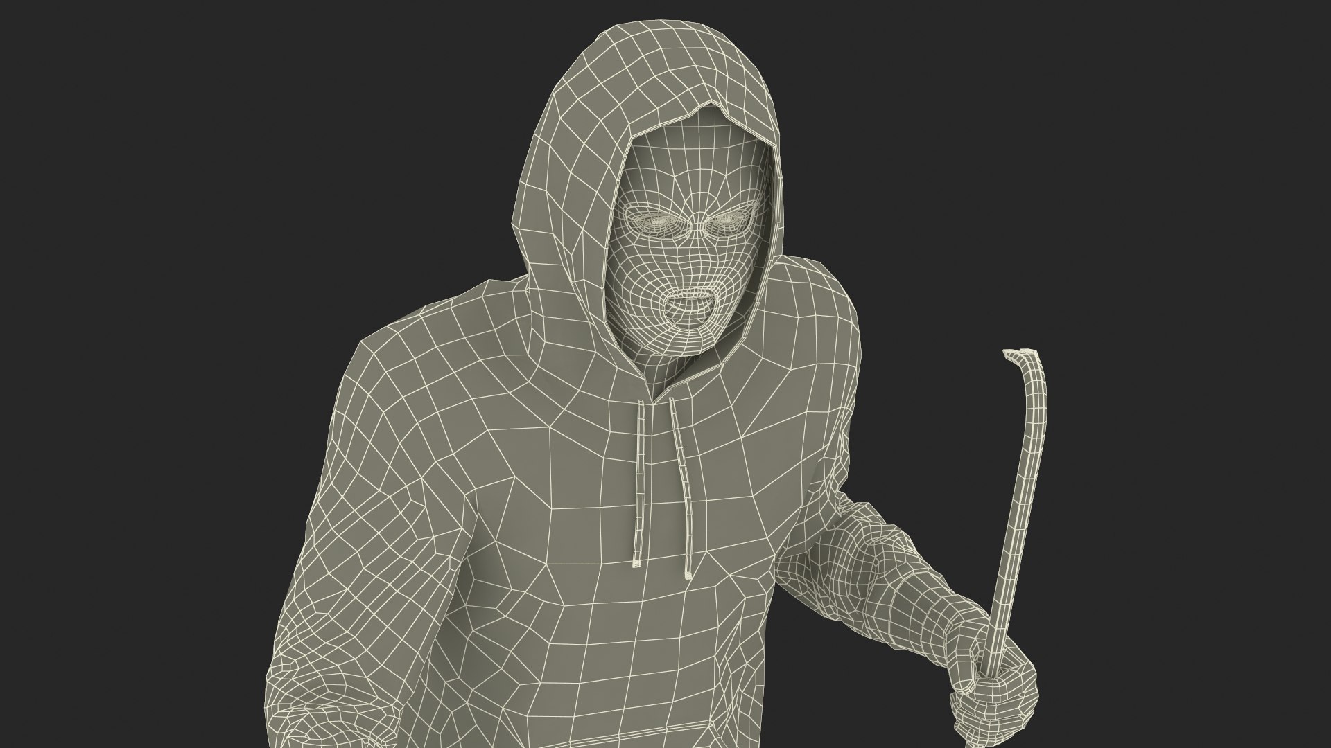 Burglar with Crowbar and Gold in Safe 3D