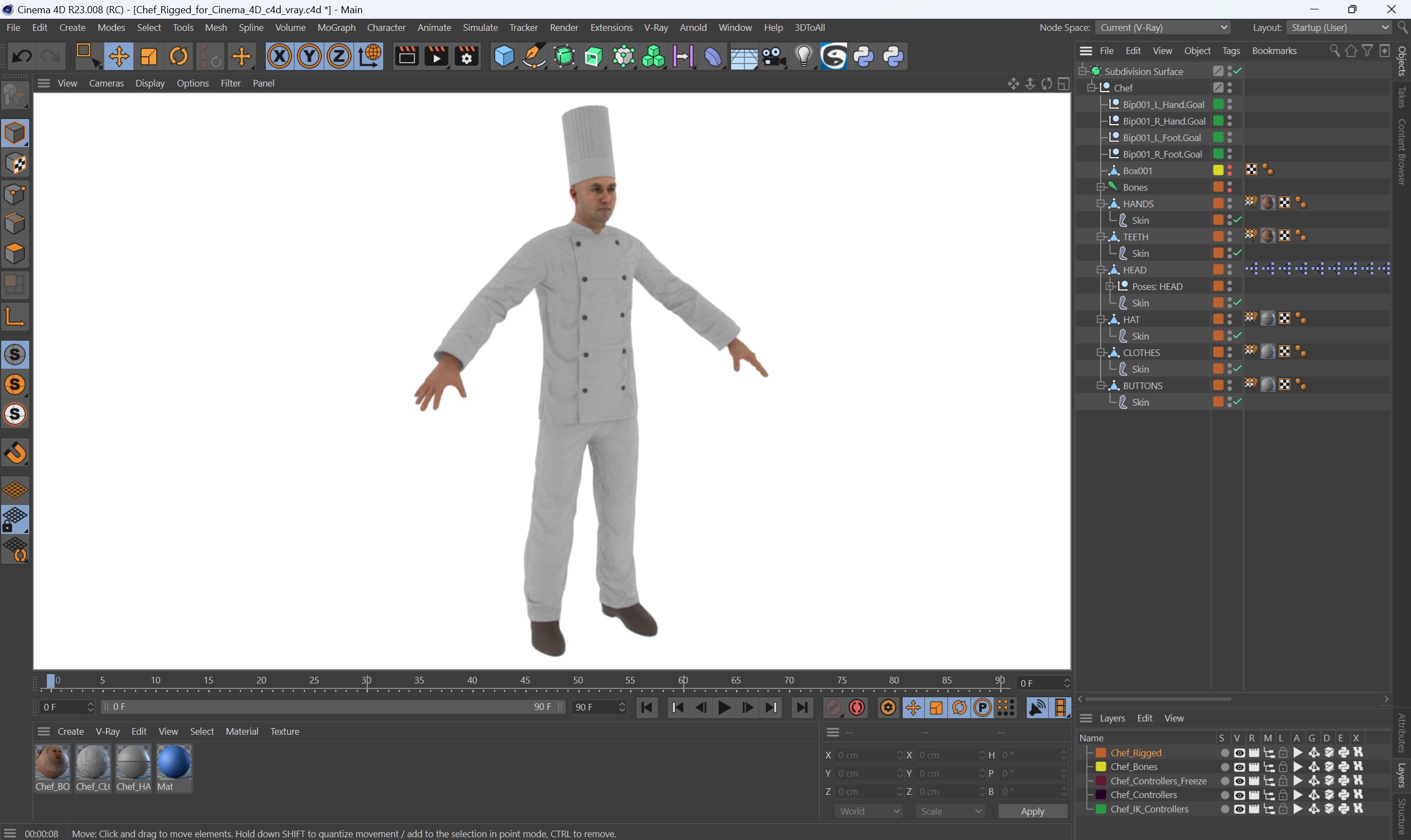 3D model Chef Rigged for Cinema 4D