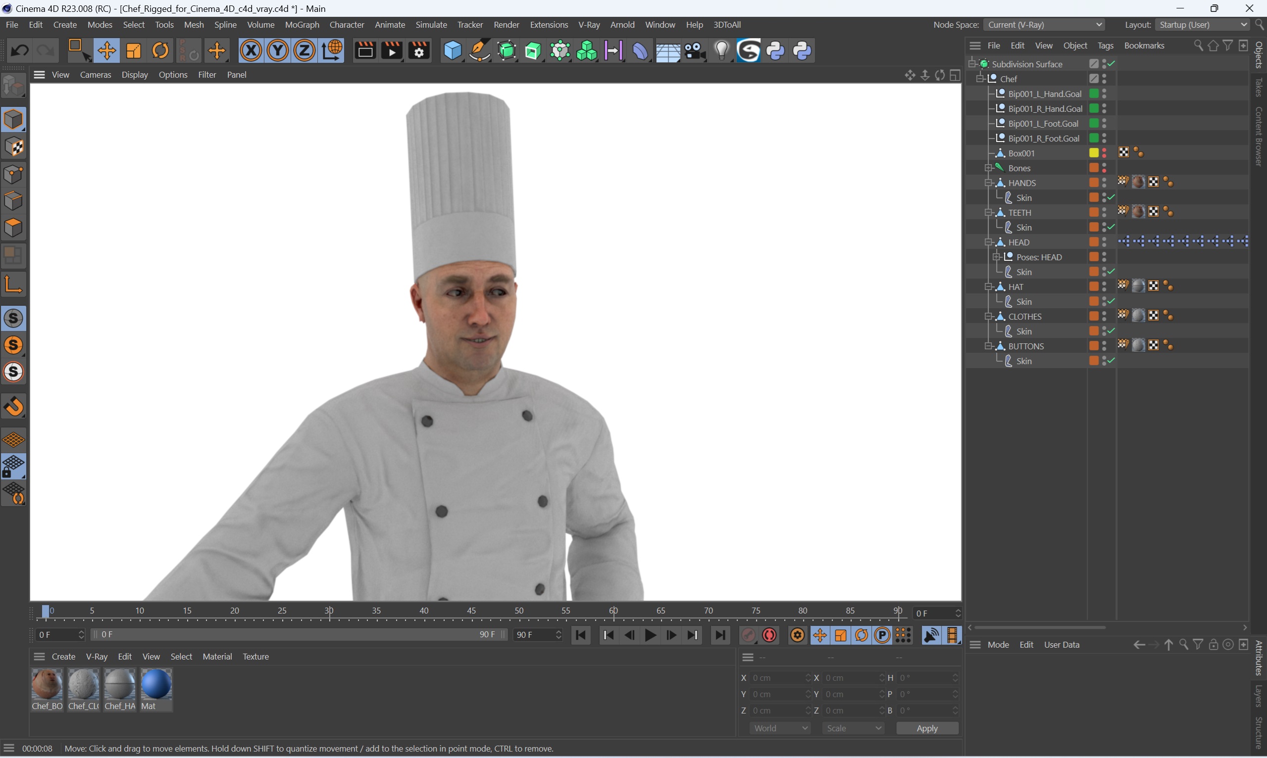 3D model Chef Rigged for Cinema 4D