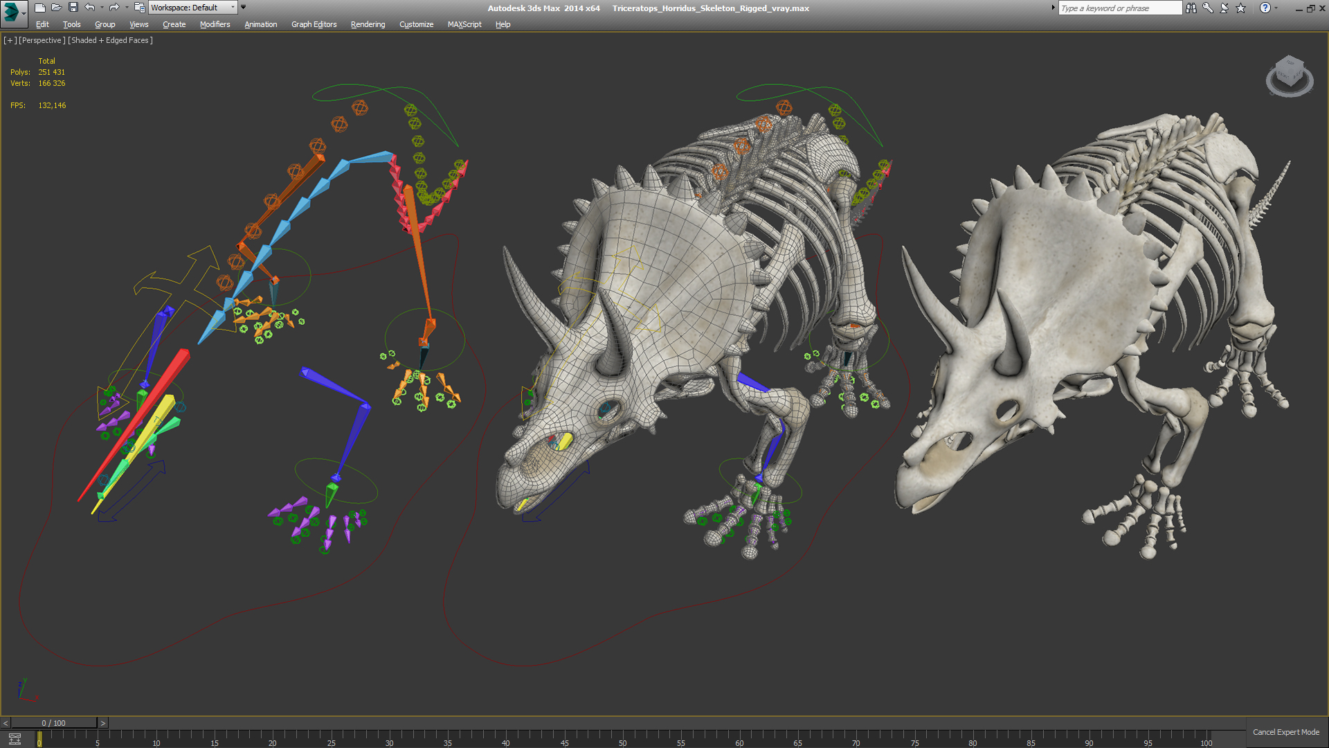 3D Triceratops Horridus Skeleton Rigged