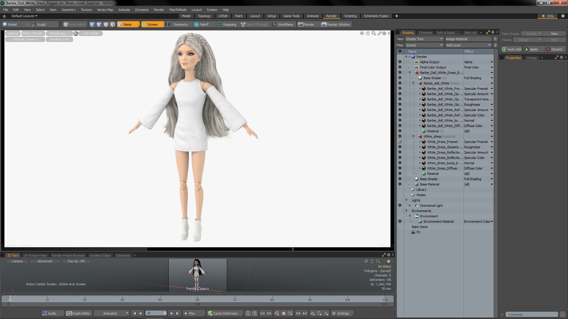 Barbie Doll White Dress Rigged for Modo 3D model