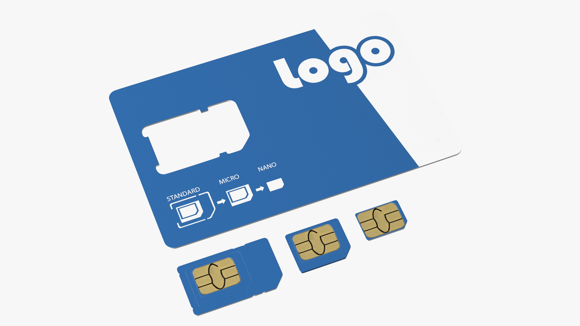 Sim Card Types Blue 3D model