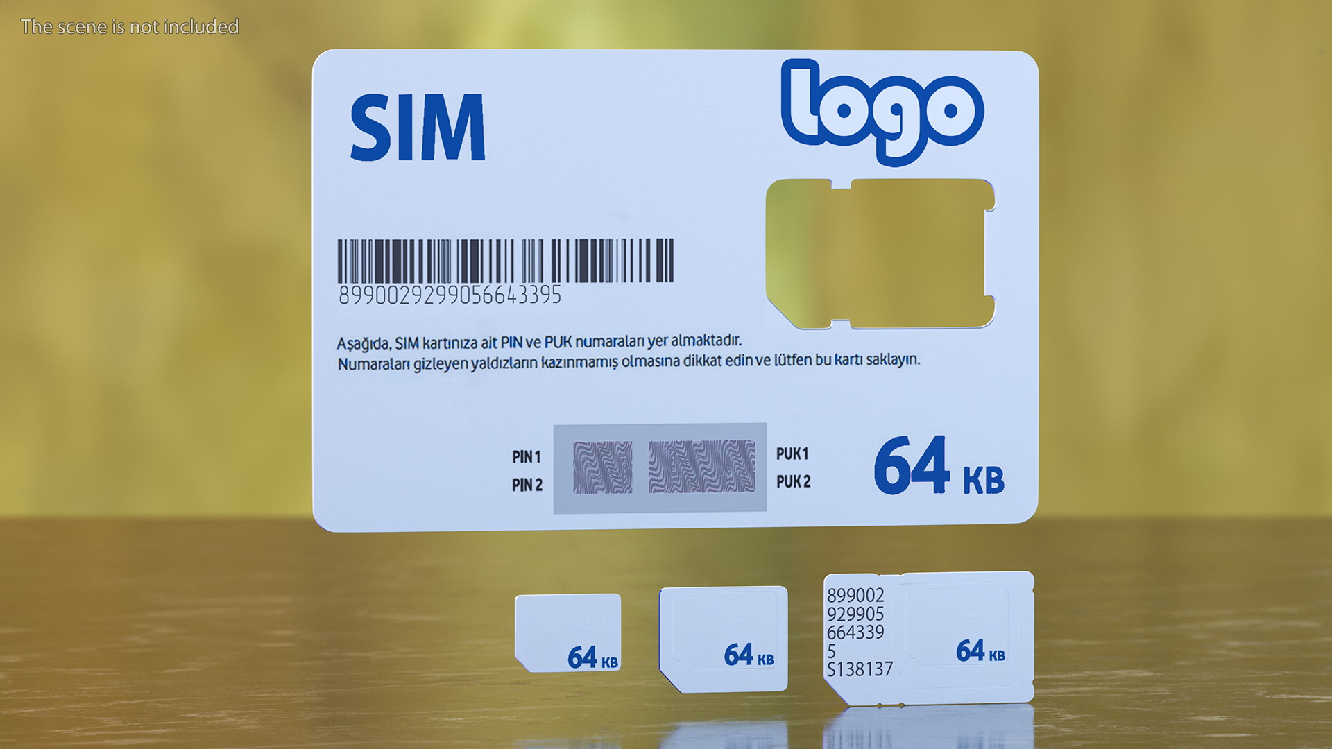 Sim Card Types Blue 3D model