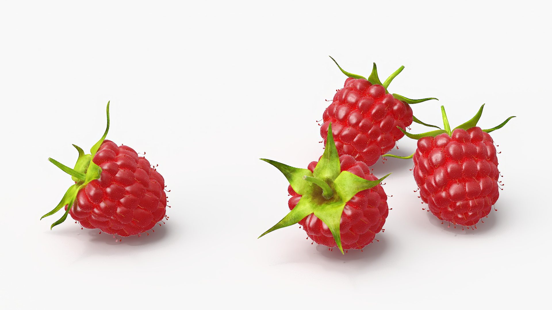 Red Ripe Raspberry with Fur 3D