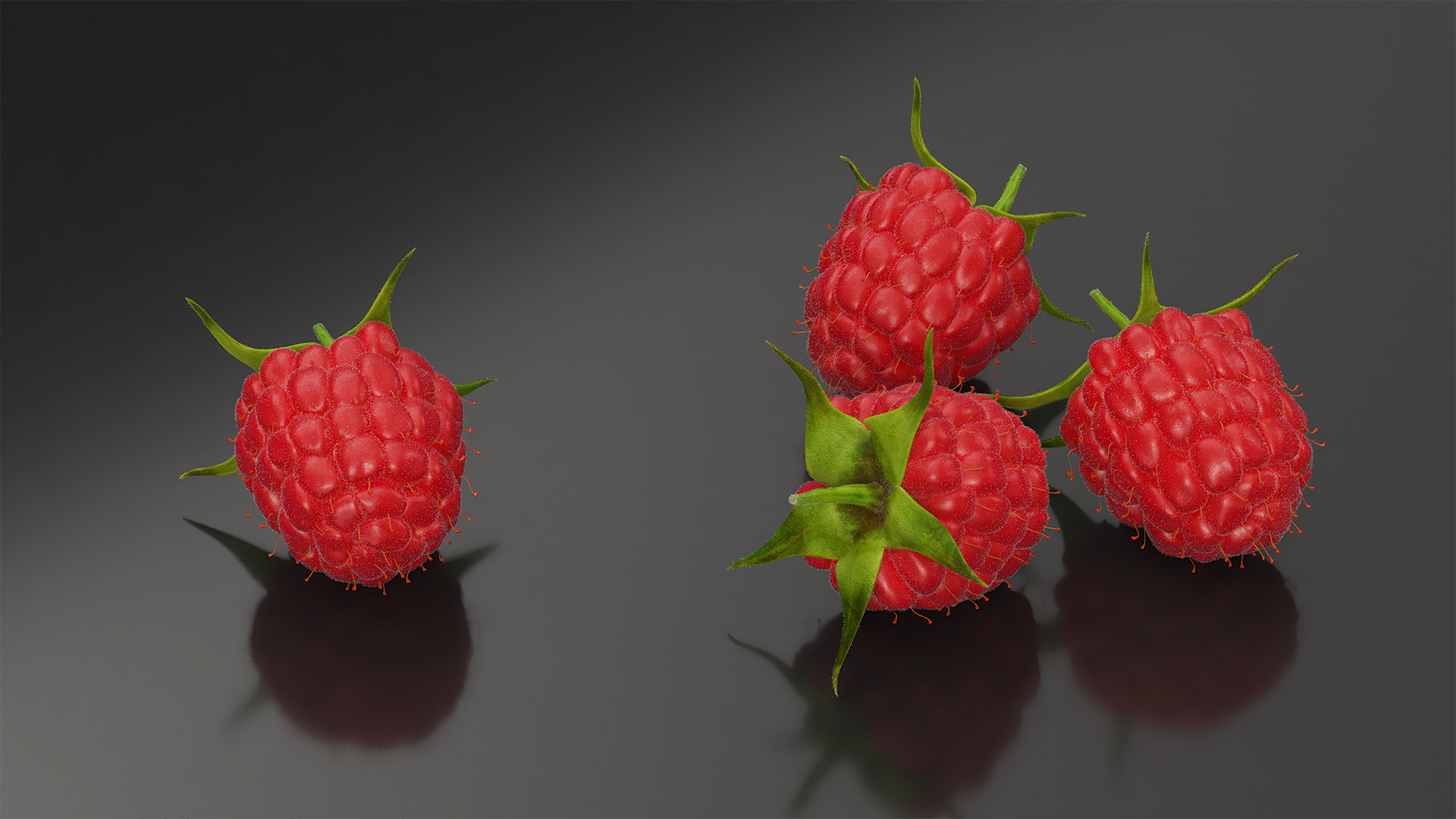 Red Ripe Raspberry with Fur 3D