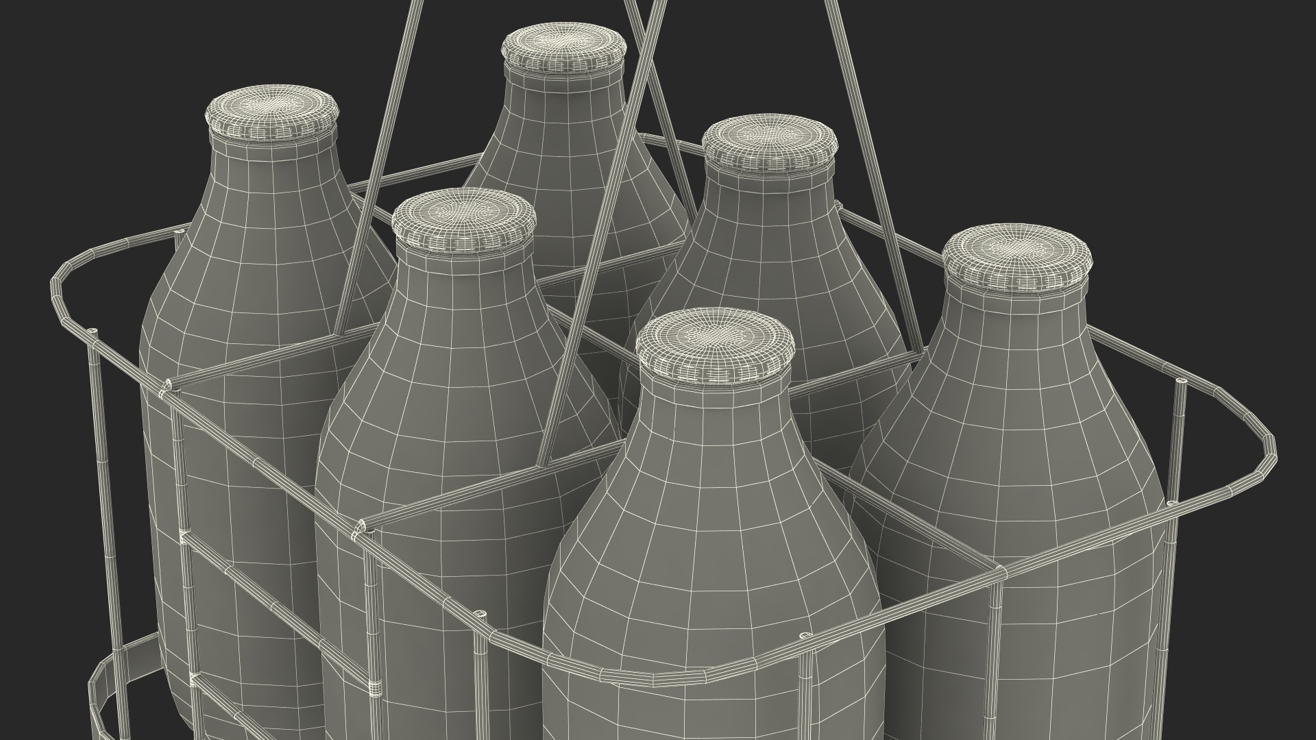 Whole Milk Bottles with Foil Top in Carrying Case 3D model