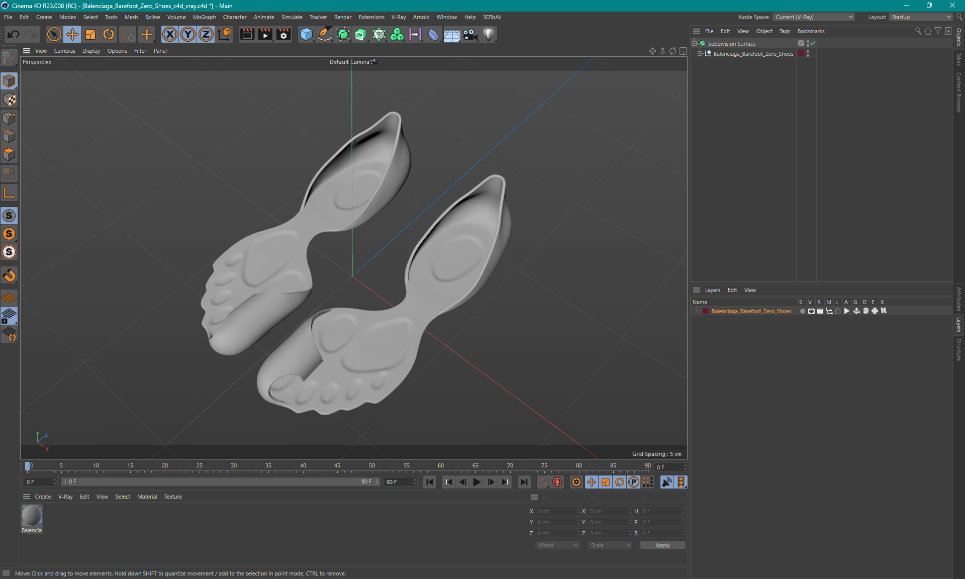 3D model Balenciaga Barefoot Zero Shoes