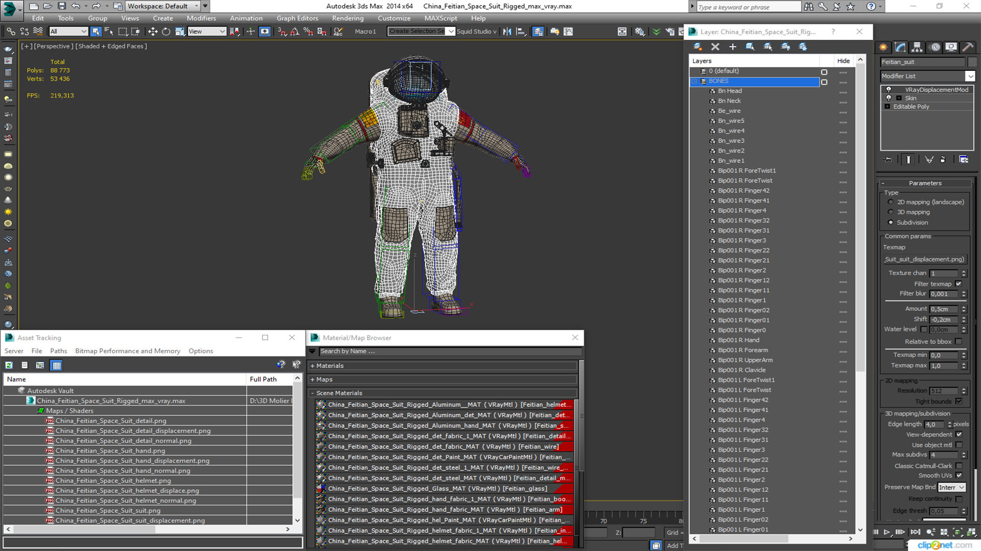 3D model China Feitian Space Suit Rigged for Cinema 4D