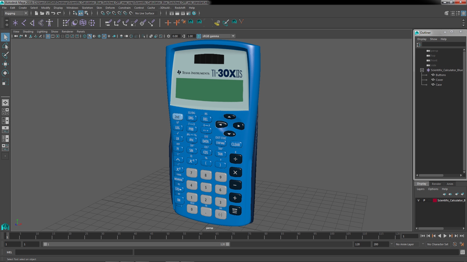 Scientific Calculator Blue Switched OFF 3D model